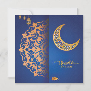 Gepersonaliseerd Ramadan Kareem Mubarak Blue en Go Feestdagenkaart