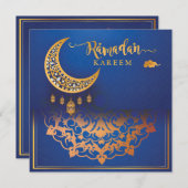 Gepersonaliseerd Ramadan Kareem Mubarak Blue en Go Feestdagenkaart (Voorkant / Achterkant)