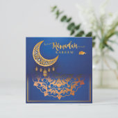 Gepersonaliseerd Ramadan Kareem Mubarak Blue en Go Feestdagenkaart (Staand voorkant)