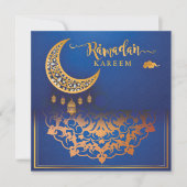 Gepersonaliseerd Ramadan Kareem Mubarak Blue en Go Feestdagenkaart (Voorkant)