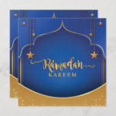 Gepersonaliseerd Ramadan Kareem Mubarak Blue en Go Feestdagenkaart (Voorkant / Achterkant)