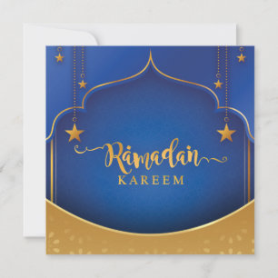 Gepersonaliseerd Ramadan Kareem Mubarak Blue en Go Feestdagenkaart