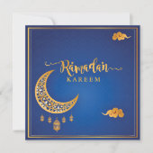 Gepersonaliseerd Ramadan Kareem Mubarak Blue en Go Feestdagenkaart (Voorkant)