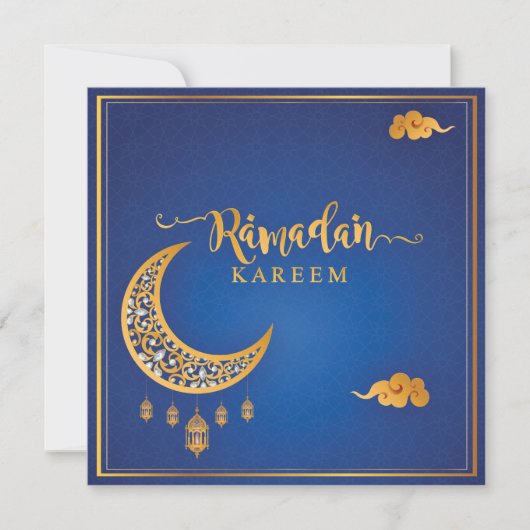 Gepersonaliseerd Ramadan Kareem Mubarak Blue en Go Feestdagenkaart (Voorkant)
