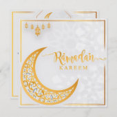 Gepersonaliseerd Ramadan Kareem Mubarak White en G Feestdagenkaart (Voorkant / Achterkant)
