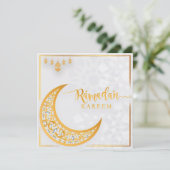 Gepersonaliseerd Ramadan Kareem Mubarak White en G Feestdagenkaart (Staand voorkant)