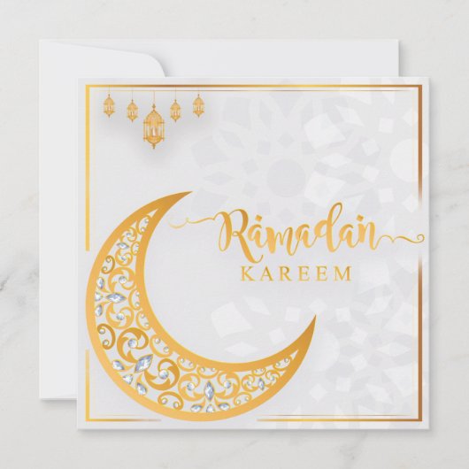 Gepersonaliseerd Ramadan Kareem Mubarak White en G Feestdagenkaart (Voorkant)