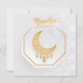 Gepersonaliseerd Ramadan Kareem White en Golden 2 Feestdagenkaart (Voorkant)