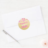 Gepersonaliseerd Ready to Pop Baby shower Roze Gou Ronde Sticker (Envelop)