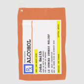 Gepersonaliseerd recept Alcohol Humoristisch Golfhanddoek (Voorkant)