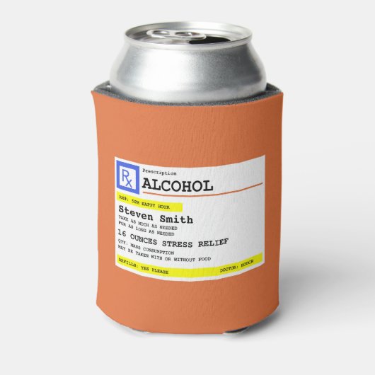 Gepersonaliseerd recept Humoristische RX Alcohol Blikjeskoeler (Blikje Achterkant)