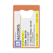 Gepersonaliseerd recept Humoureuze alcohol Creditkaart Flessenopener (Voorkant)