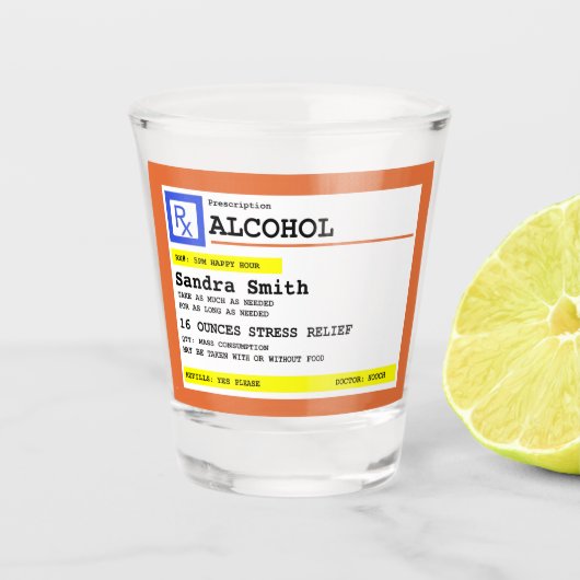 Gepersonaliseerd recept Humoureuze alcohol Shot Glas (Voorkant)