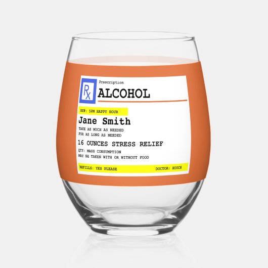 Gepersonaliseerd recept Humoureuze alcohol Wijnglas Zonder Voet (Voorkant)
