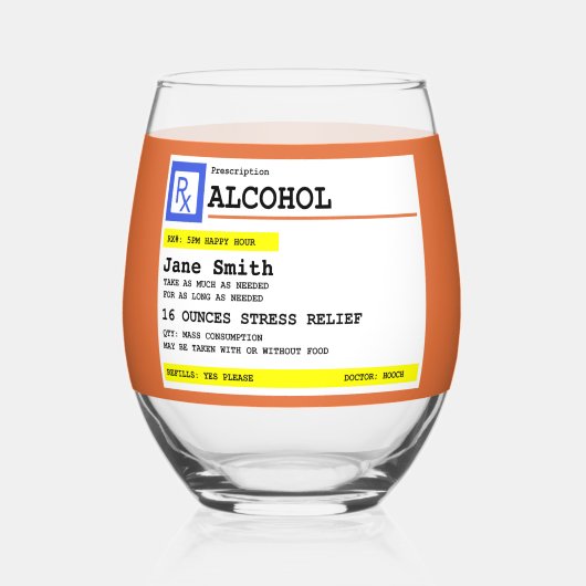 Gepersonaliseerd recept Humoureuze alcohol Wijnglas Zonder Voet (Achterkant)