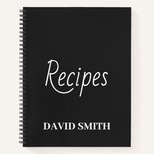Gepersonaliseerd Receptenjournaal in zwart-wit Notitieboek (Voorkant)