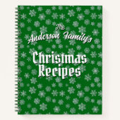 Gepersonaliseerd Recipe Green Snowflake Pattern Notitieboek (Voorkant)