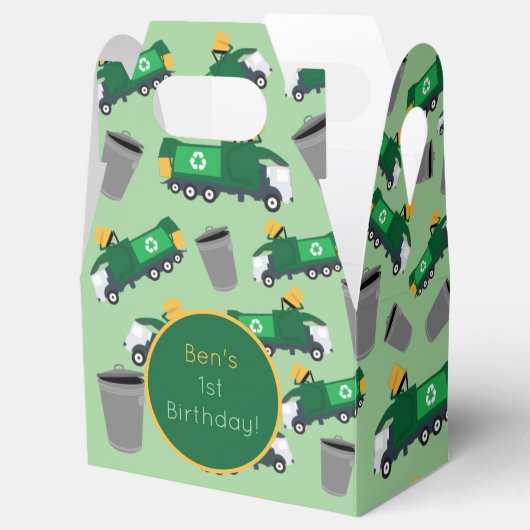 Gepersonaliseerd recyclingafval vrachtwagenpatroon bedankdoosjes (Geopend)
