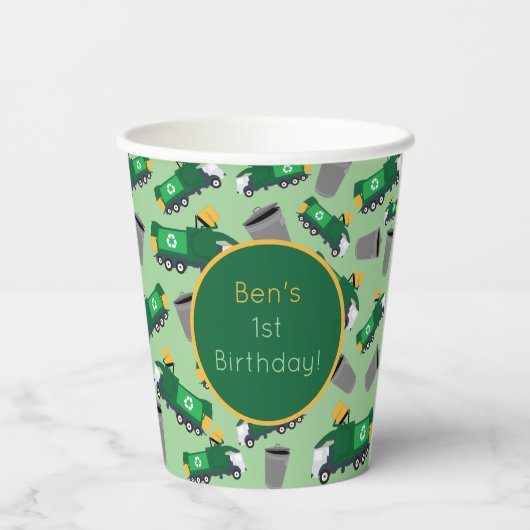 Gepersonaliseerd recyclingafval vrachtwagenpatroon papieren bekers (Achterkant)