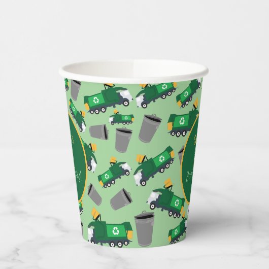 Gepersonaliseerd recyclingafval vrachtwagenpatroon papieren bekers (Links)