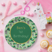 Gepersonaliseerd recyclingafval vrachtwagenpatroon papieren bordje (Feest)