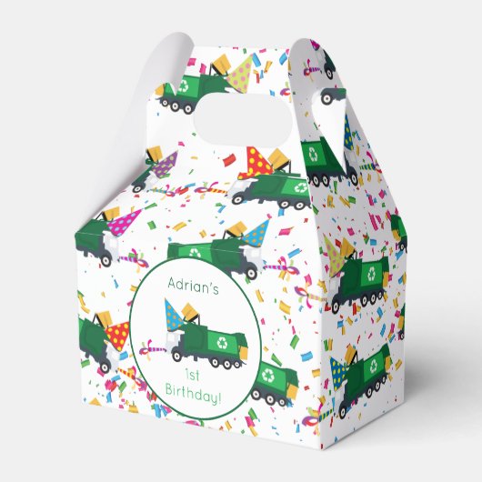 Gepersonaliseerd recyclingplatform voor vuilniswag bedankdoosjes (Voorkant Zijde)