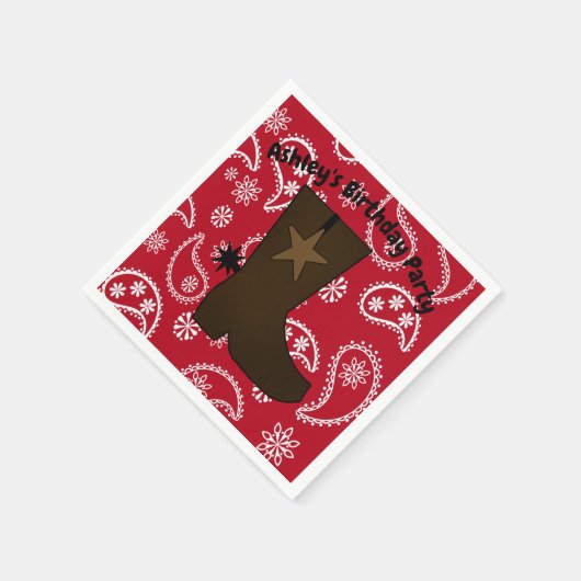 Gepersonaliseerd Red Bandana Cowboy Boot Servetten (Hoek)