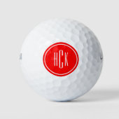 Gepersonaliseerd Red Circle Custom Monogram Golfballen (Voorkant)