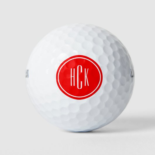 Gepersonaliseerd Red Circle Custom Monogram Golfballen (Voorkant)