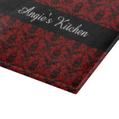Gepersonaliseerd Red- en Black Damask Kitchen Gadg Snijplank (Hoek)