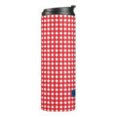Gepersonaliseerd Red Gingham-monogram Thermosbeker (Gedraaid links)