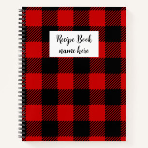 Gepersonaliseerd Red Plaid Receptenboek Notitieboek