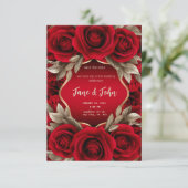 [gepersonaliseerd] Red Rose bruiloft uitnodiging (Staand voorkant)