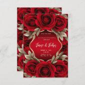 [gepersonaliseerd] Red Rose bruiloft uitnodiging (Voorkant / Achterkant)