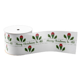 Gepersonaliseerd Red Roses Art & Holly Holiday Grosgrain Lint