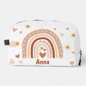 Gepersonaliseerd Regenboog en harten Toilettasje (Voorkant)