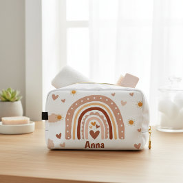 Gepersonaliseerd Regenboog en harten Toilettasje