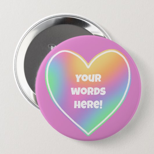 Gepersonaliseerd regenbooghart ronde button 4,0 cm (Voorkant /achterkant)