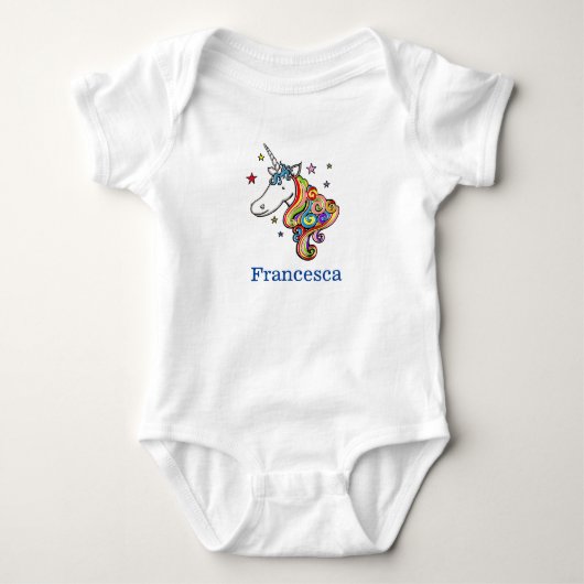 Gepersonaliseerd regenbooghoorn romper (Voorkant)