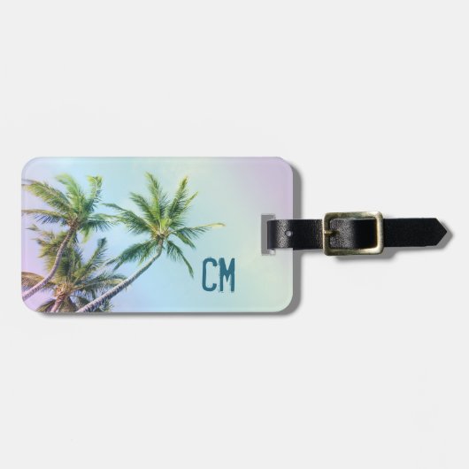 Gepersonaliseerd regenboogkleurpalmen bagagelabel (Voorkant horizontaal)