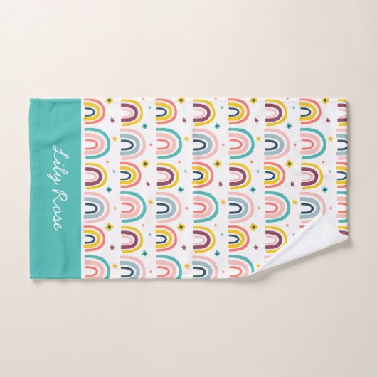Gepersonaliseerd regenboogpatroon bad handdoek (Handdoek)