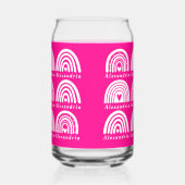 Gepersonaliseerd regenboogpatroon Hot Pink Coffee Blikvorm Glas (Rechts)