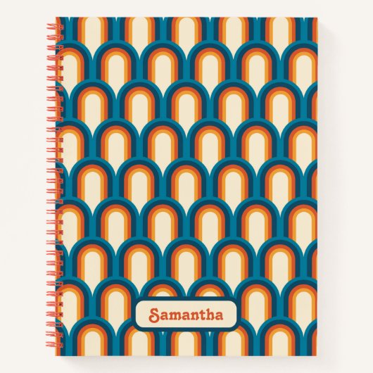 Gepersonaliseerd regenboogpatroon met kleurrijke r notitieboek (Voorkant)