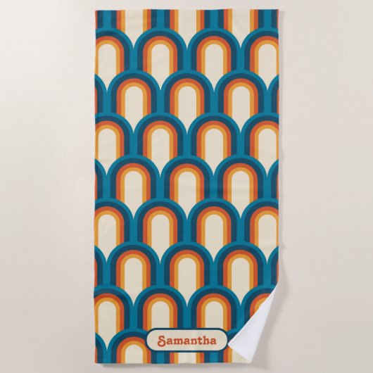 Gepersonaliseerd regenboogpatroon met kleurrijke r strandlaken (Voorkant)