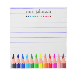 Gepersonaliseerd regenboogpotlood voor leraren notitieblok