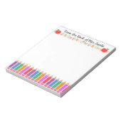 Gepersonaliseerd regenboogpotlood voor leraren notitieblok (Linkerzijde)