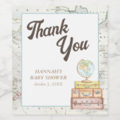 Gepersonaliseerd Reis Baby shower Dank u Wijn Etiket (Enkel label)