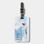 Gepersonaliseerd reisvliegtuig met monogram bagagelabel (Voorkant verticaal)