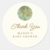 Gepersonaliseerd reizen Baby shower Dank u voor uw Ronde Sticker (Voorkant)