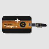 Gepersonaliseerd reizen / elegant monogram bagagelabel (Voorkant (horizontaal))